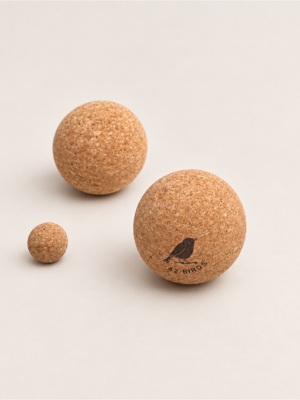 42 Birds Cork Massage Therapy Balls Set of 3 + Carrying Bag - New